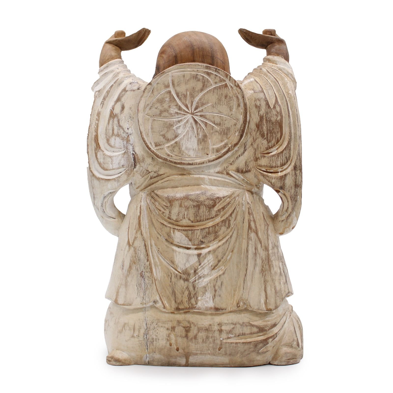 Hand Carved Buddha Statue - 40cm Hands Up - Whitewash - imagine 3