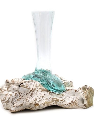 Molten Glass on Whitewash Wood - Vase - Medium