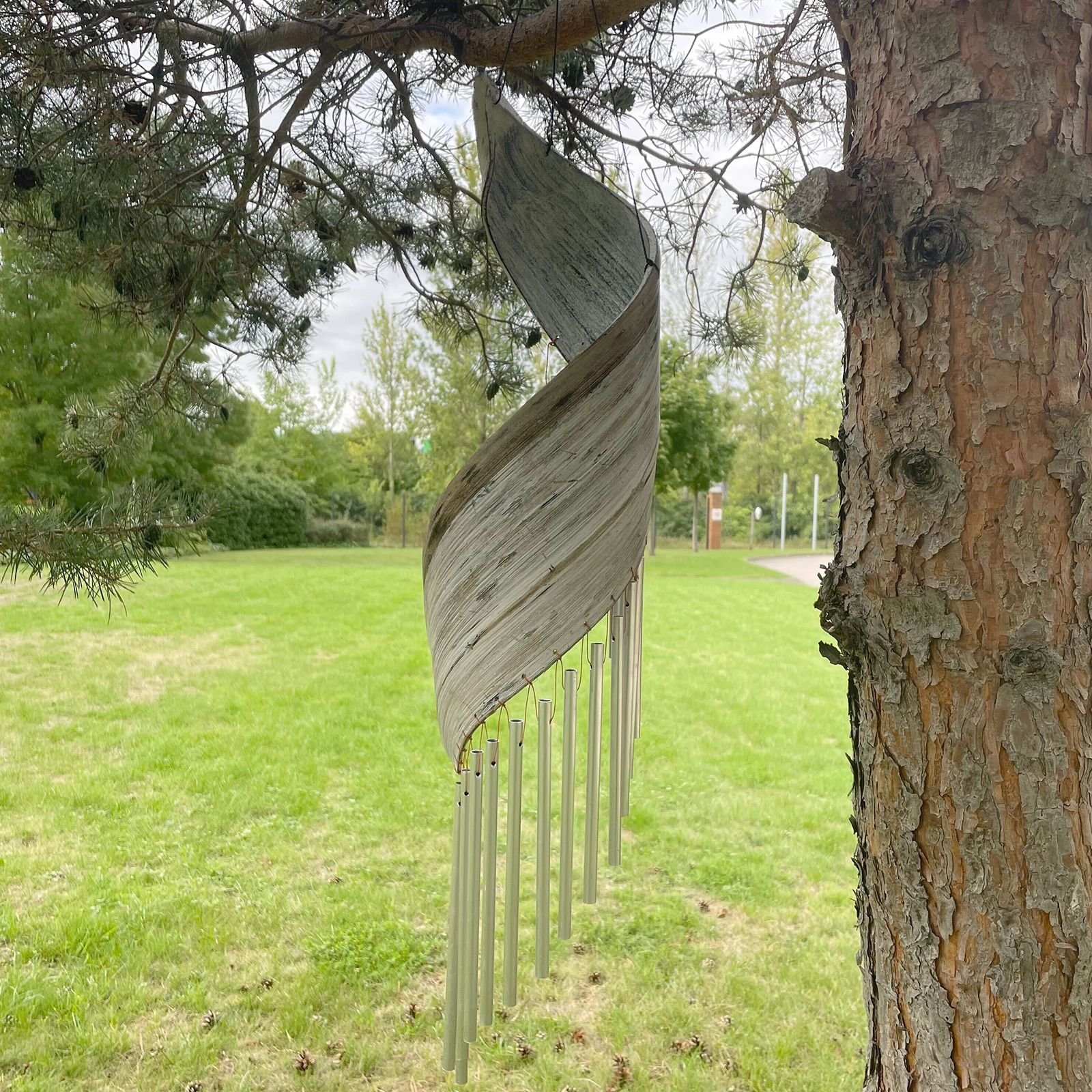 Coconut Leaf Wind Chimes - Whitewash - imagine 5