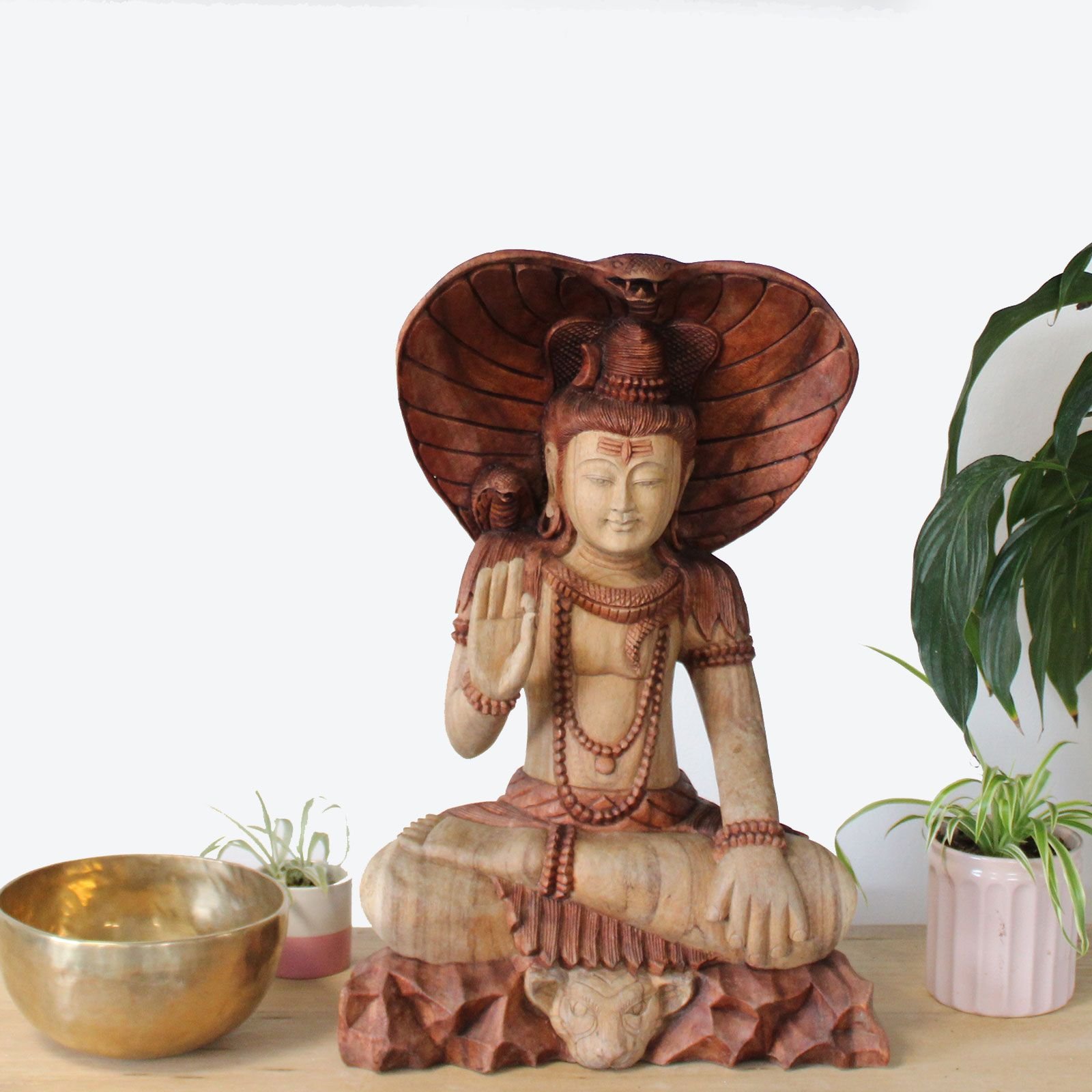 Hand Carved Buddha Statue - Shiva with Cobra - 50cm - imagine 11