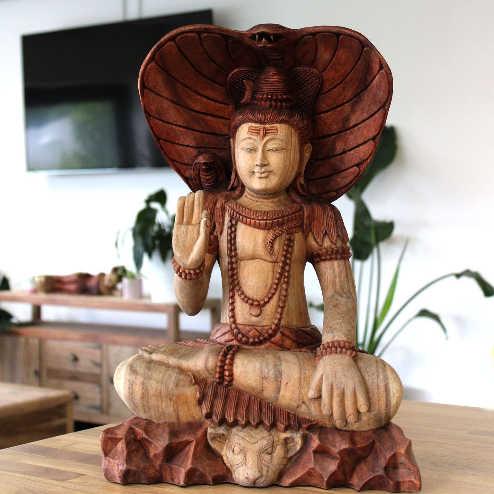 Hand Carved Buddha Statue - Shiva with Cobra - 50cm - imagine 12