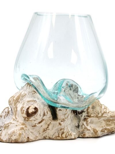 Molten Glass on Whitewash Wood - Large Bowl