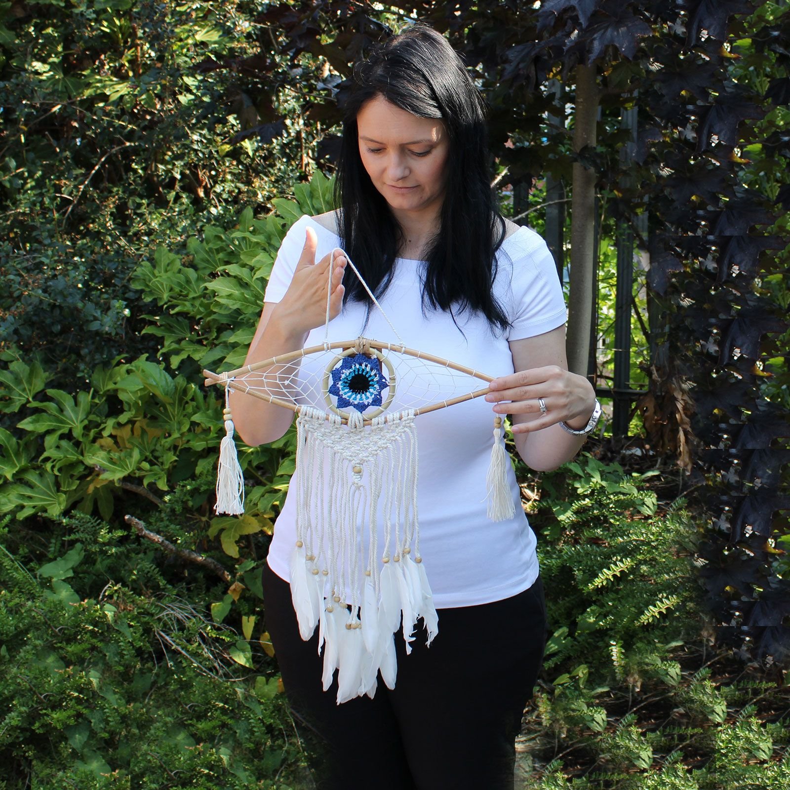 Protection Dream Cather - Sm Macrame Eye Assorted Colours - imagine 10
