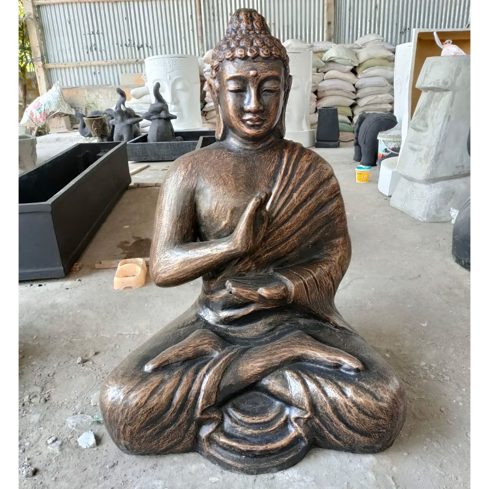 Buddha mare, auriu antic, în meditație, în stupa - 1,5 m