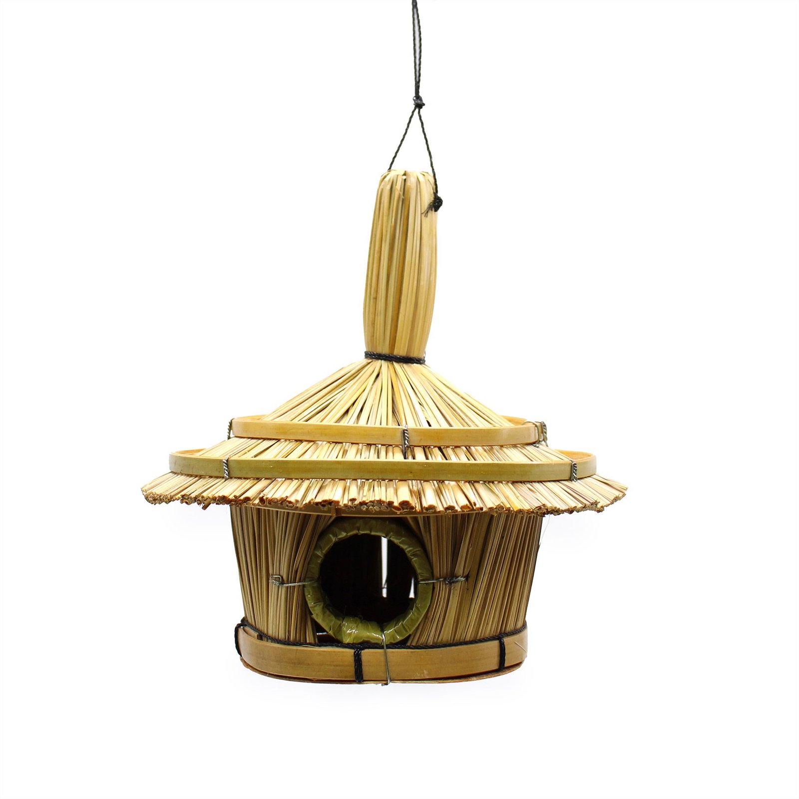 Small Round Seagrass Bird Box 17x17cm - imagine 2