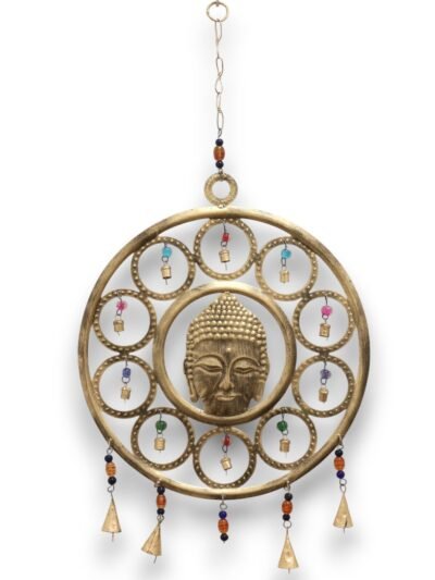 Indian Chimes - Lrg Buddha Face 15 Bell Chimes - 36cm
