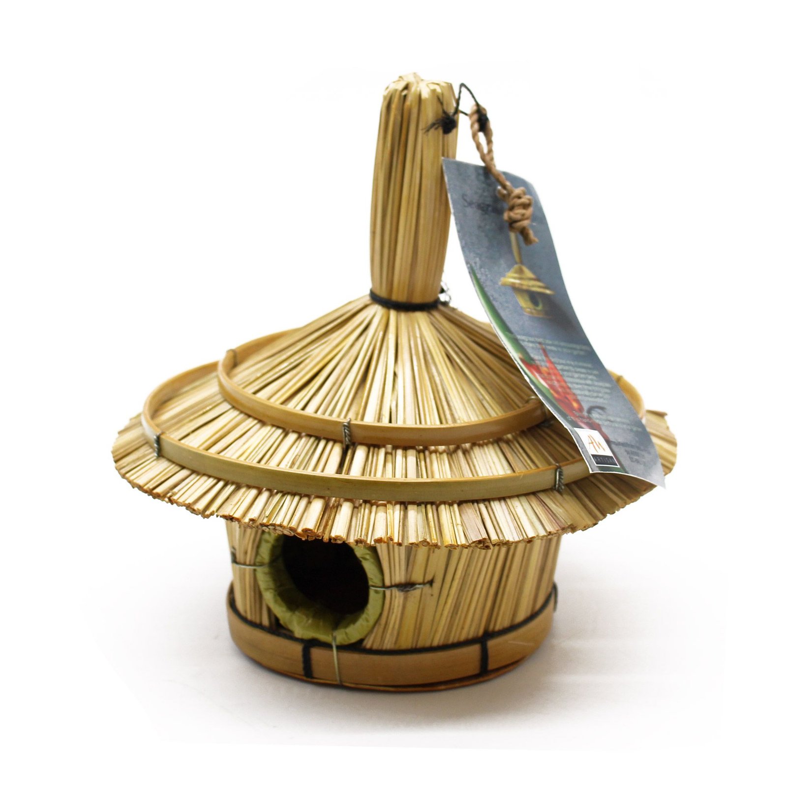 Small Round Seagrass Bird Box 17x17cm - imagine 4