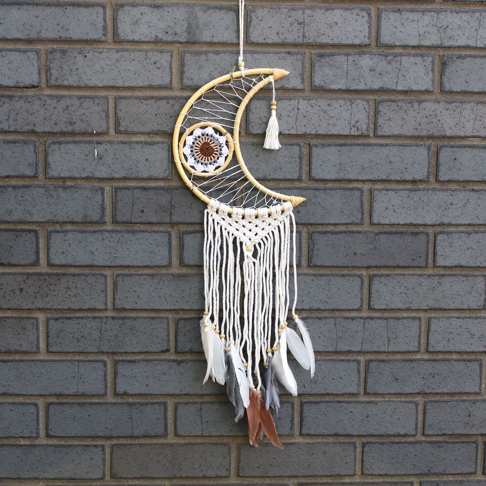 Protection Dream Cather - Macrame Moon Assorted Colours - imagine 3