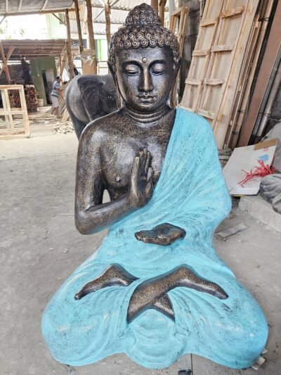 Large Turquoise & Stone Buddha Meditation in Stupa - 1.5m