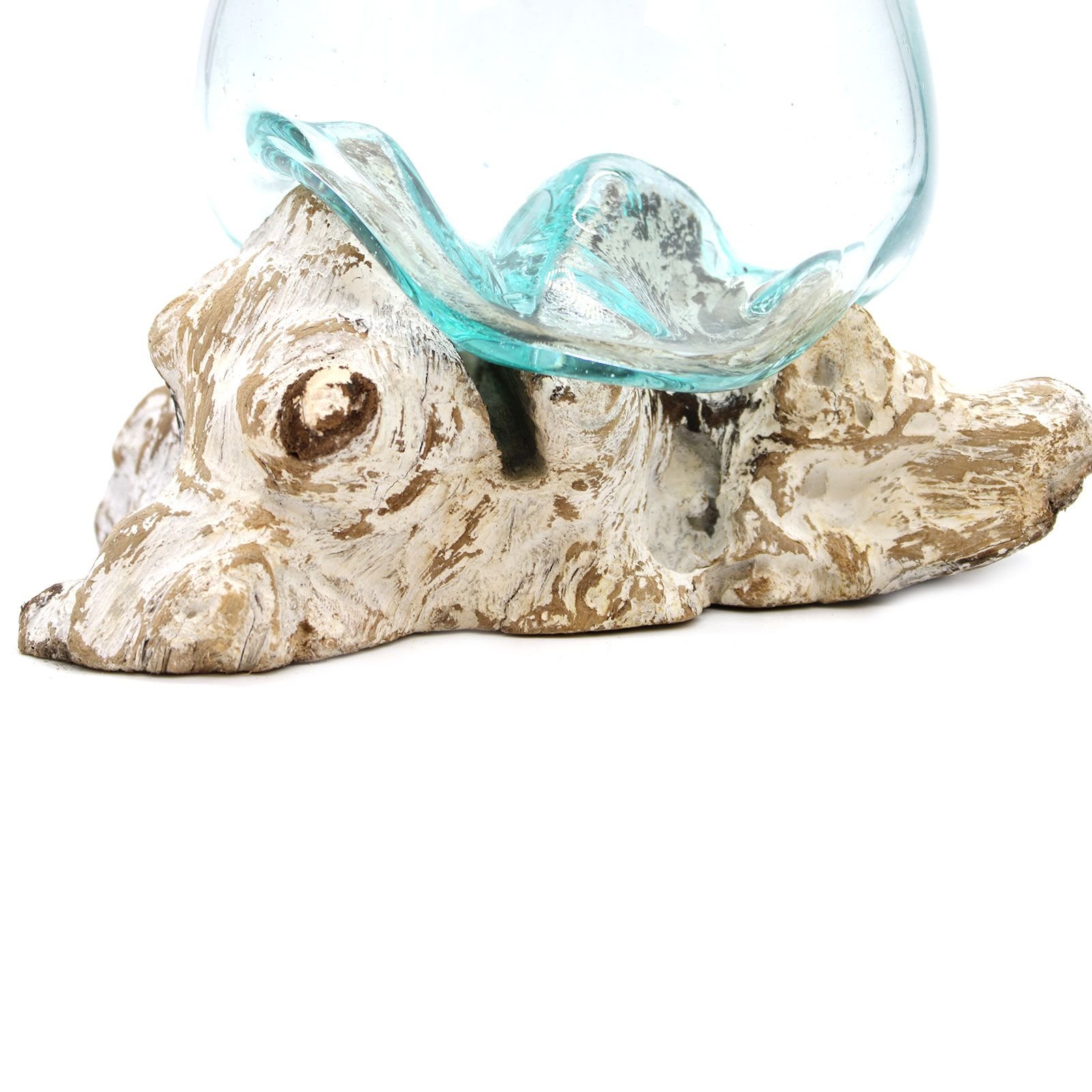Molten Glass on Whitewash Wood - Large Bowl - imagine 4