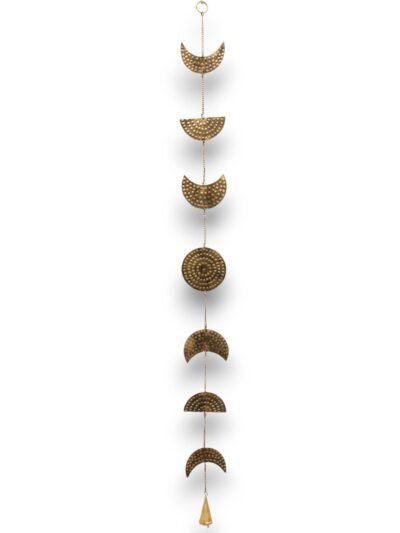 Indian Chimes - Brass Moon Phases Drop with Bell - 25cm