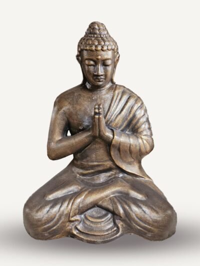 Med Large Antique Gold Praying Buddha Statue - 1.2m Tall