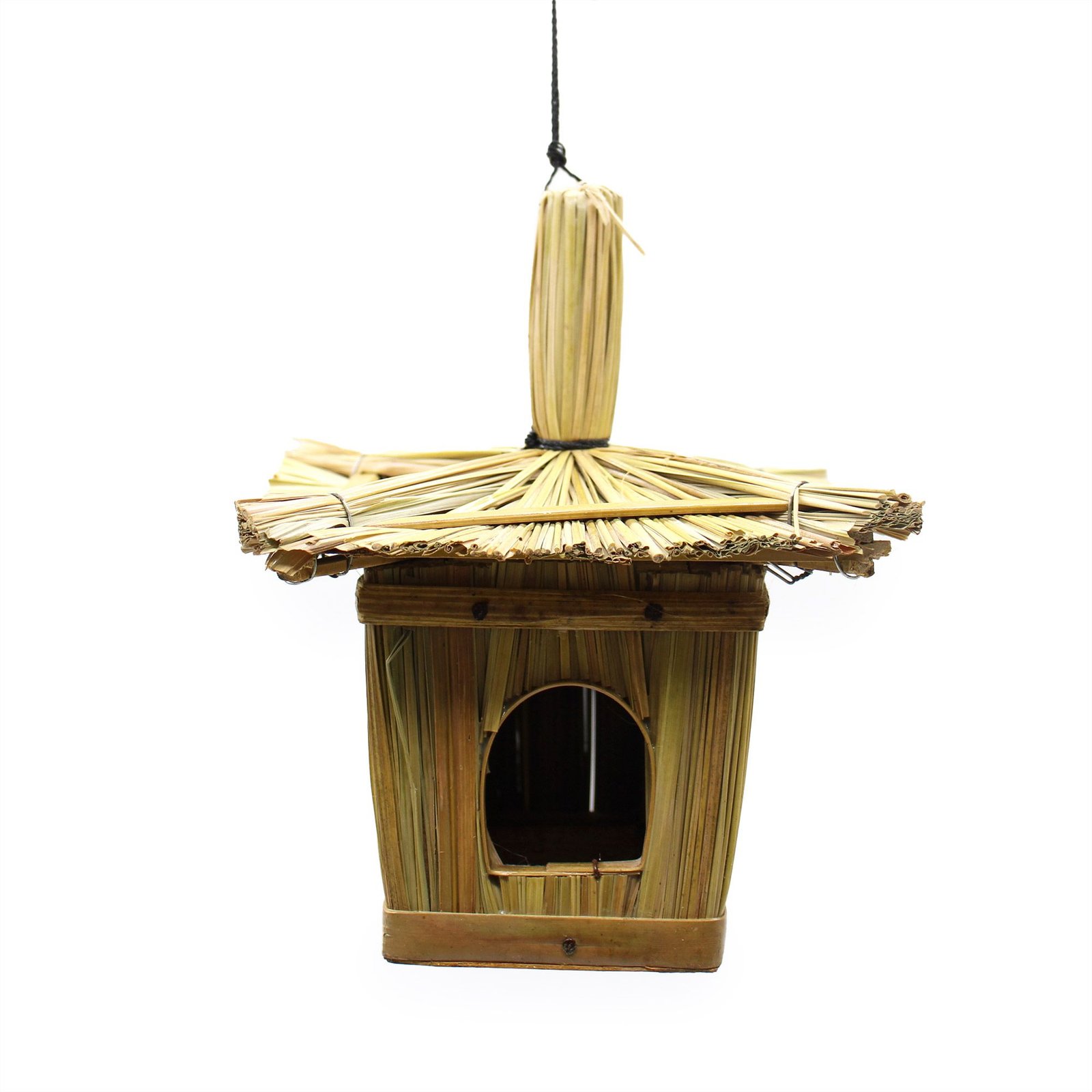 Small Square Seagrass Bird Box 18x13cm - imagine 3