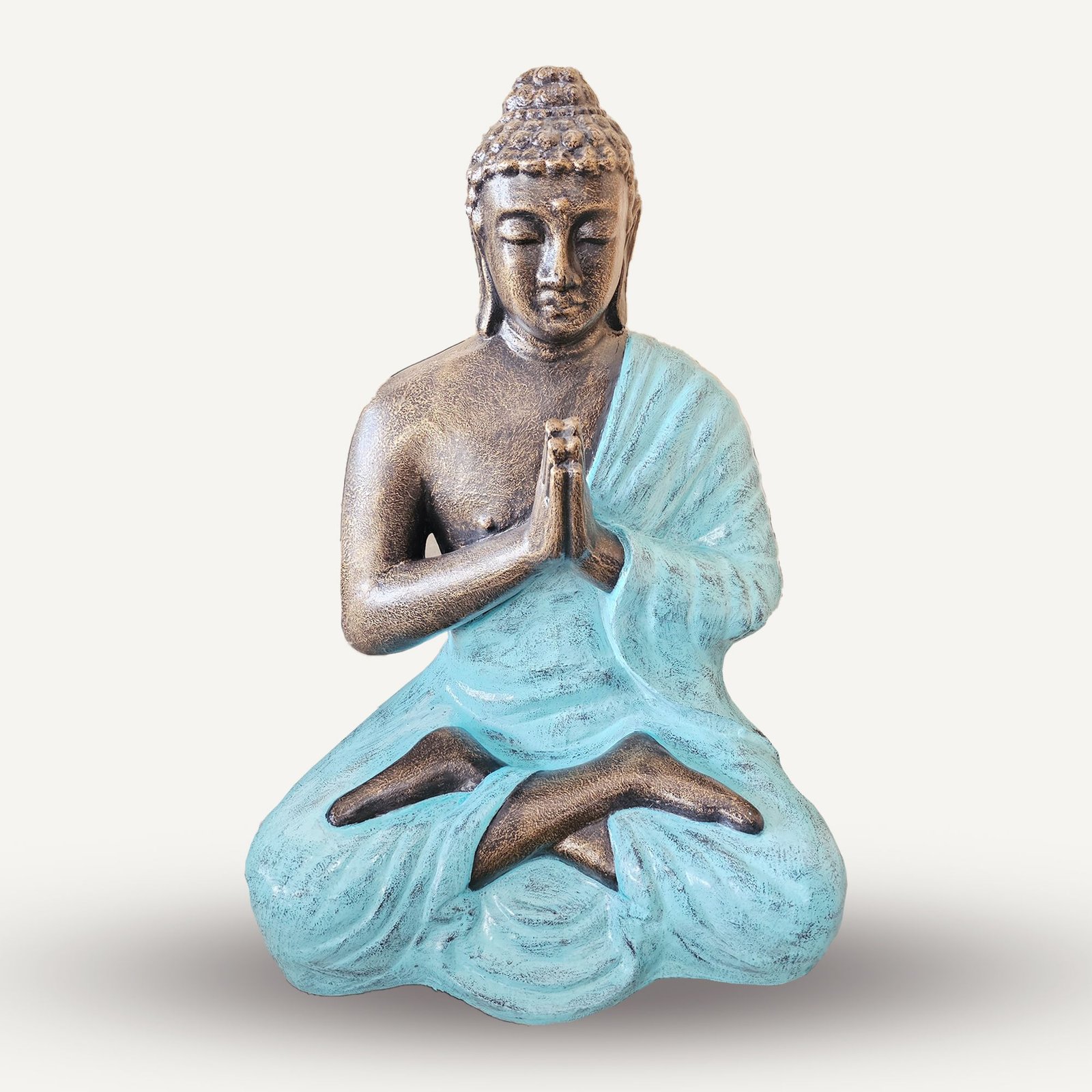 Med Large Turquoise & Gold Praying Buddha Statue - 1.2m Tall - imagine 2