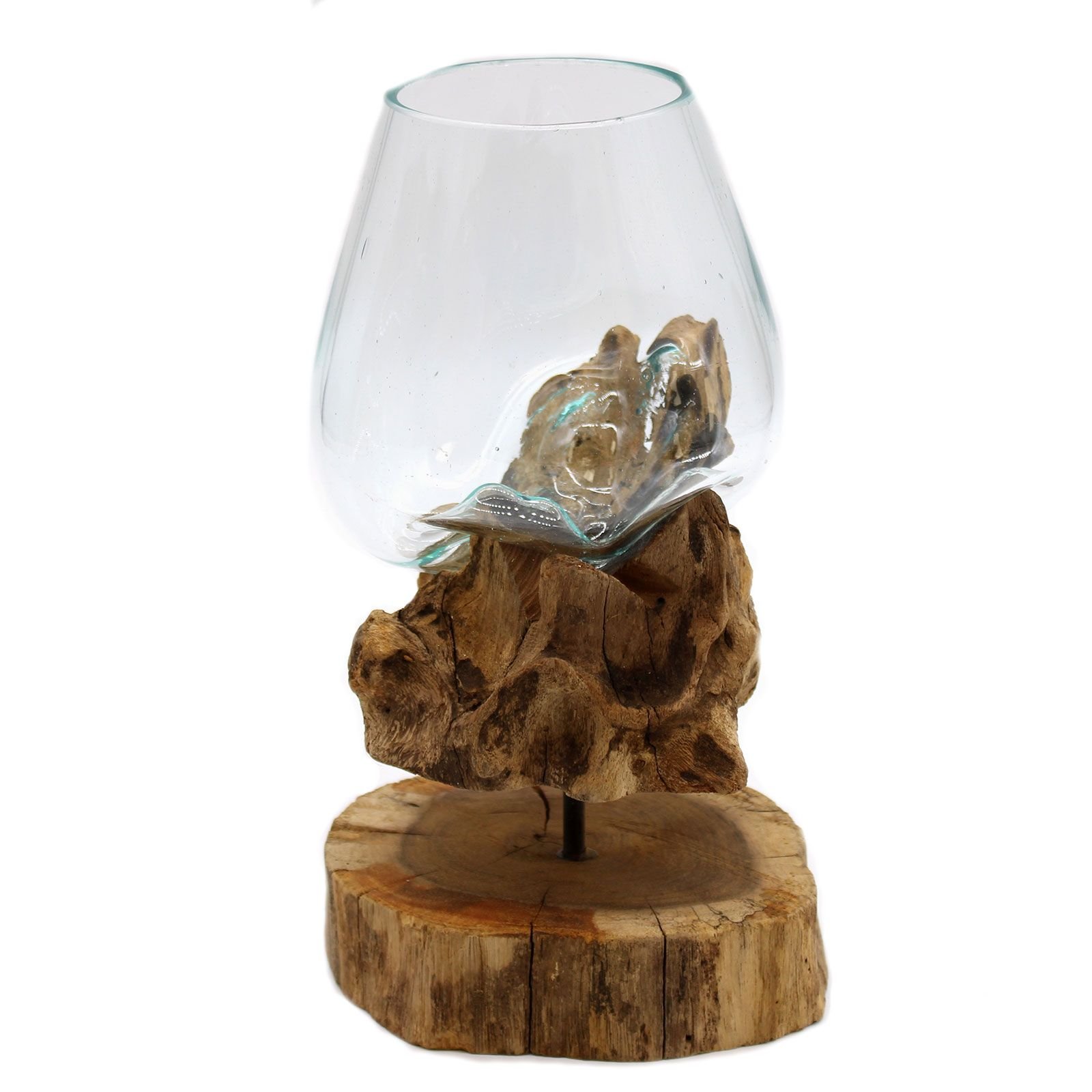 Molten Glass on Wood with Stand - Large Bowl - imagine 3