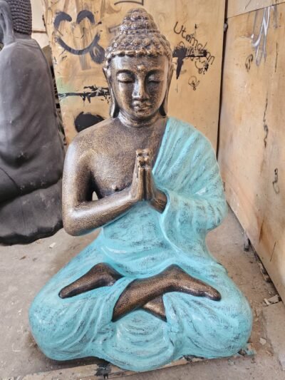 Med Large Turquoise & Gold Praying Buddha Statue - 1.2m Tall