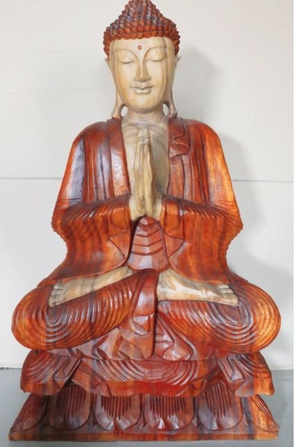 Hand Carved Buddha Statue - 80cm Welcome - imagine 2