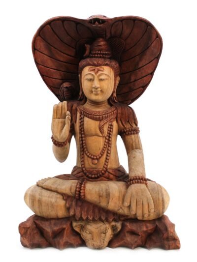 Hand Carved Buddha Statue - Shiva with Cobra - 50cm
