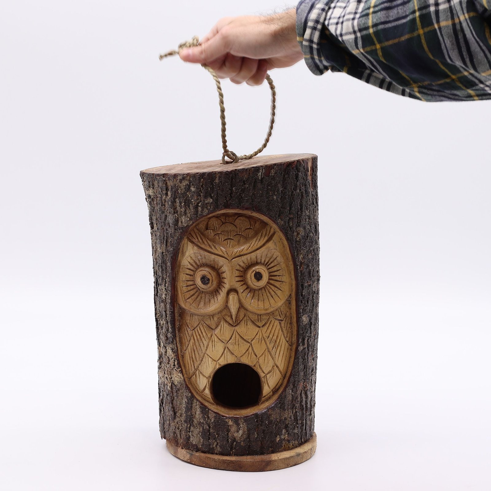 Tree Trunk Face - Bird House - Wise Owl - imagine 2