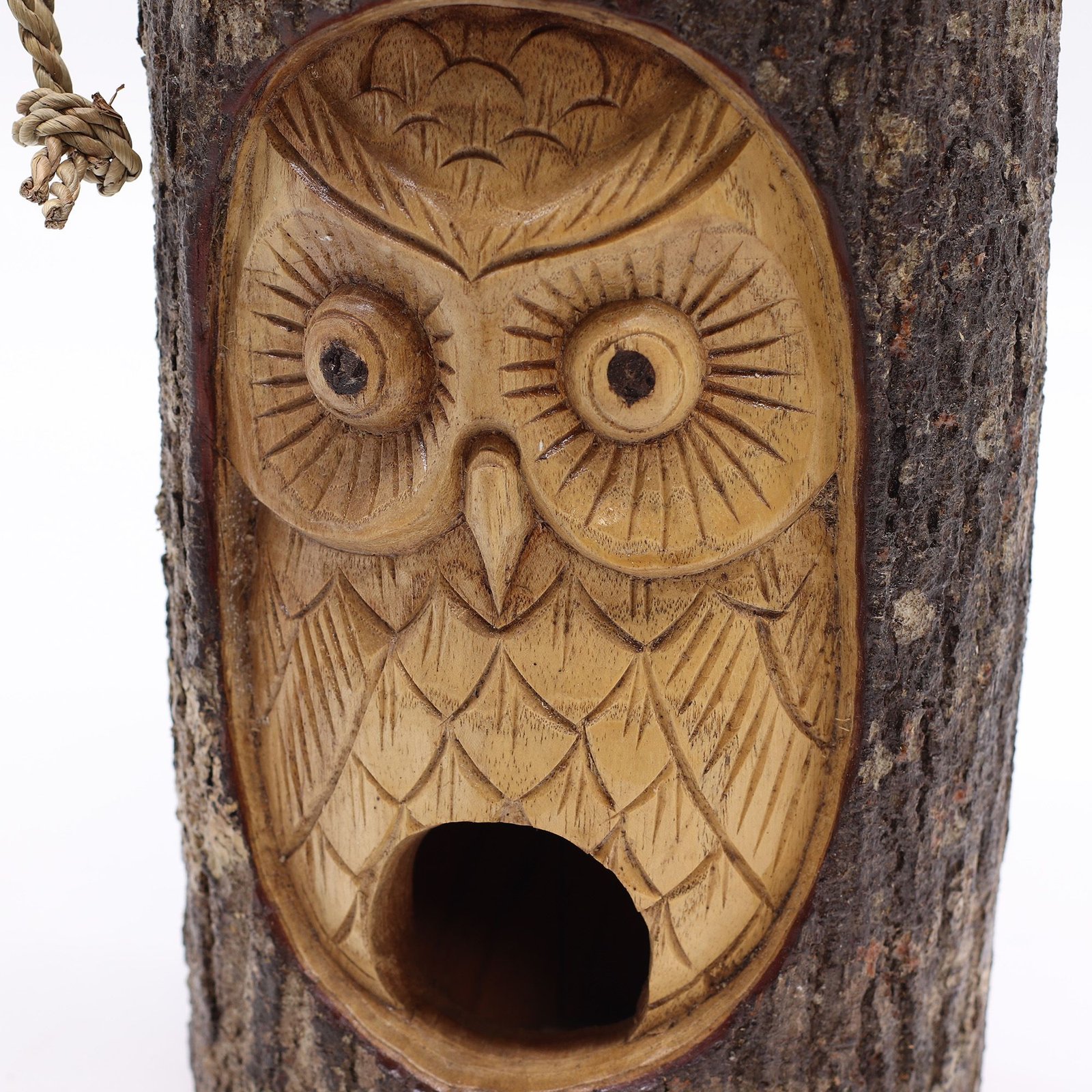 Tree Trunk Face - Bird House - Wise Owl - imagine 5