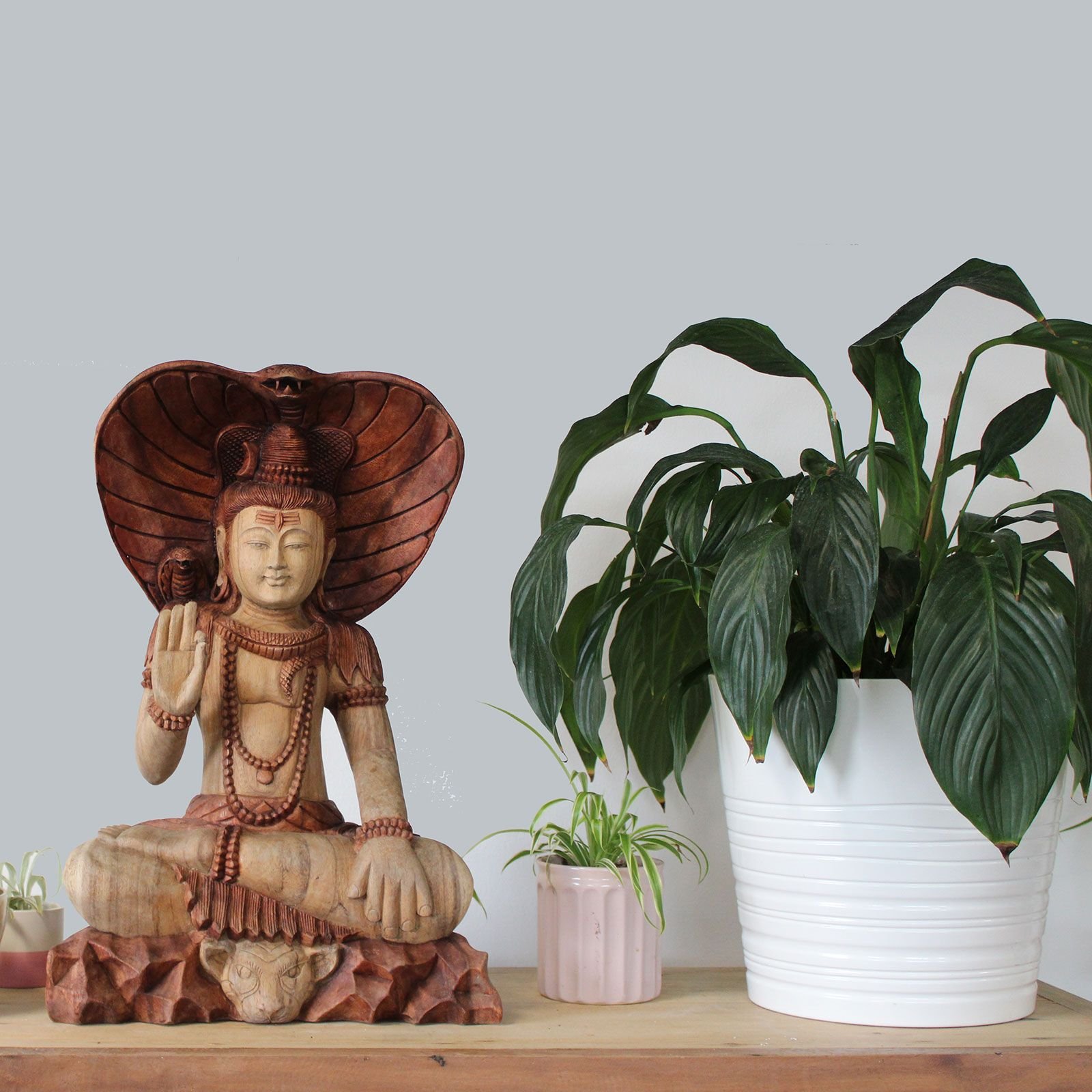 Hand Carved Buddha Statue - Shiva with Cobra - 50cm - imagine 5