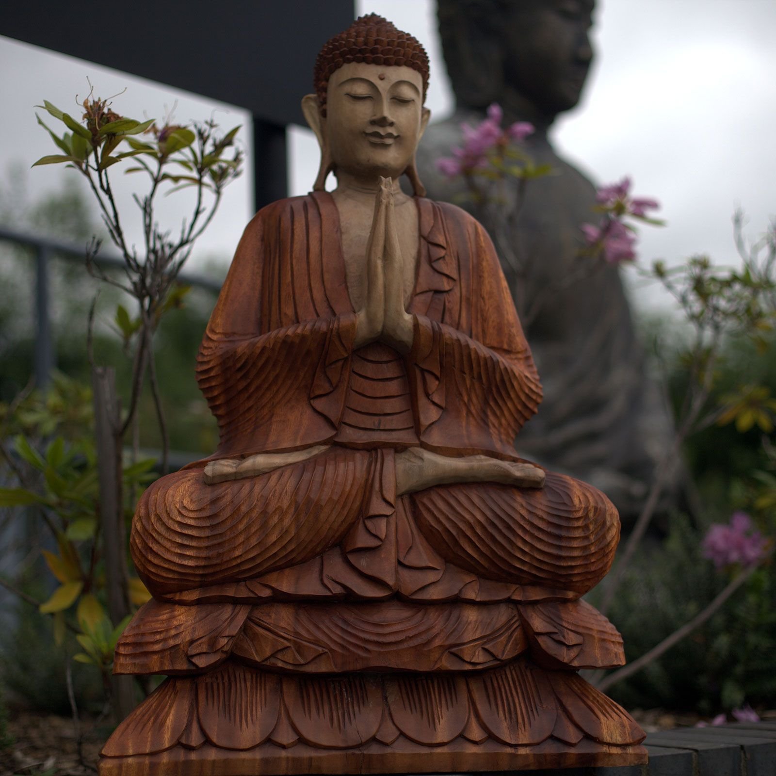 Hand Carved Buddha Statue - 80cm Welcome - imagine 9