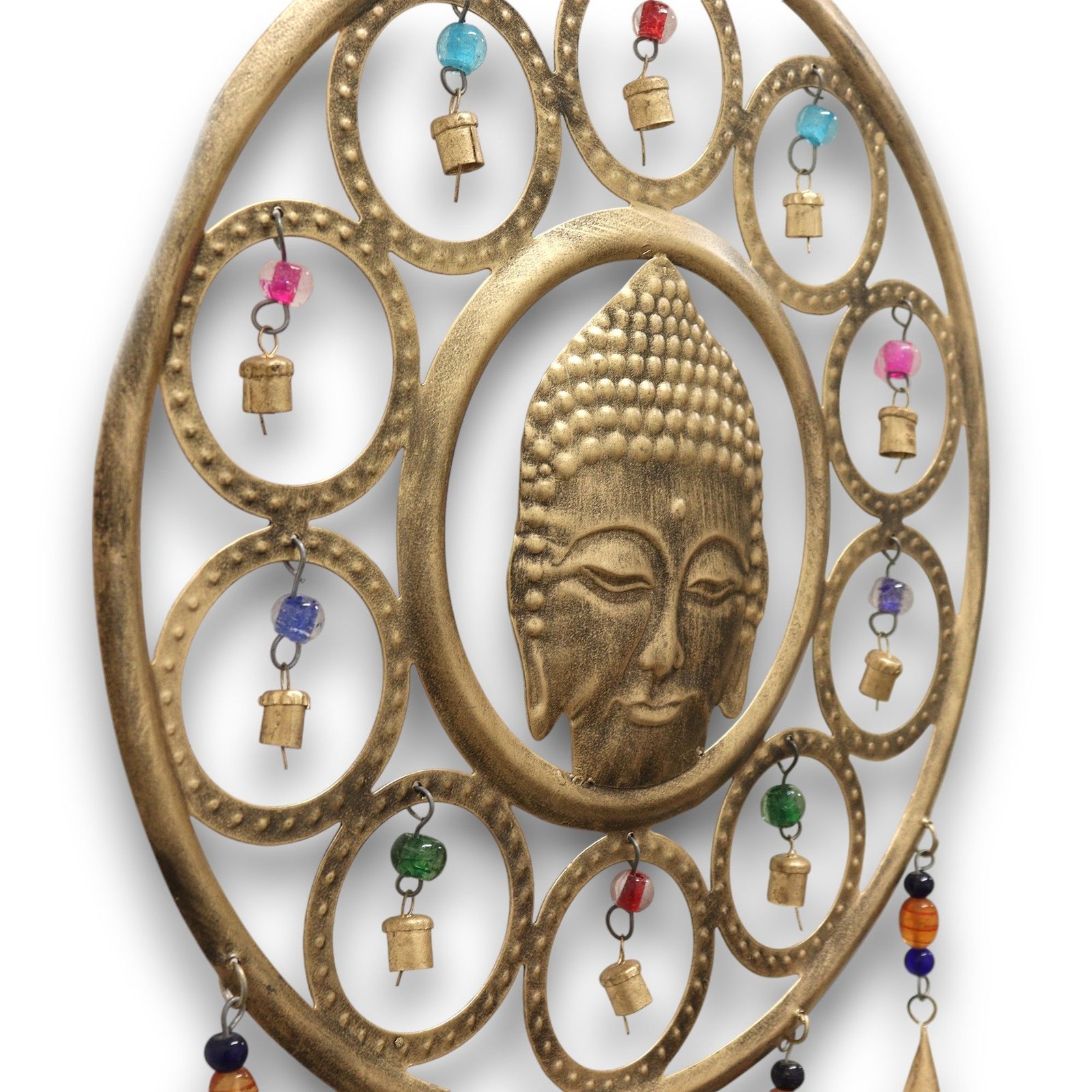 Indian Chimes - Lrg Buddha Face 15 Bell Chimes - 36cm - imagine 3