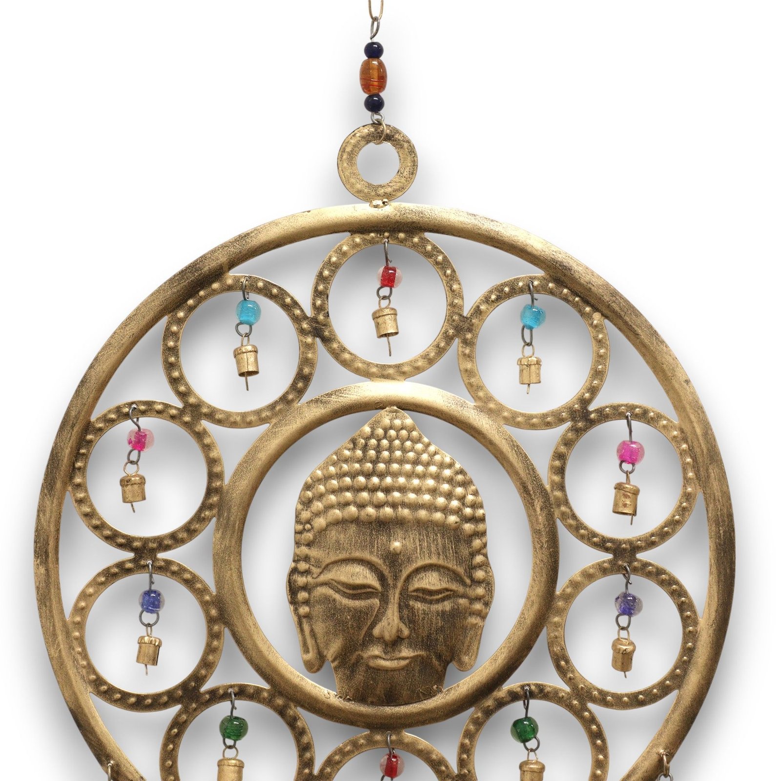 Indian Chimes - Lrg Buddha Face 15 Bell Chimes - 36cm - imagine 4
