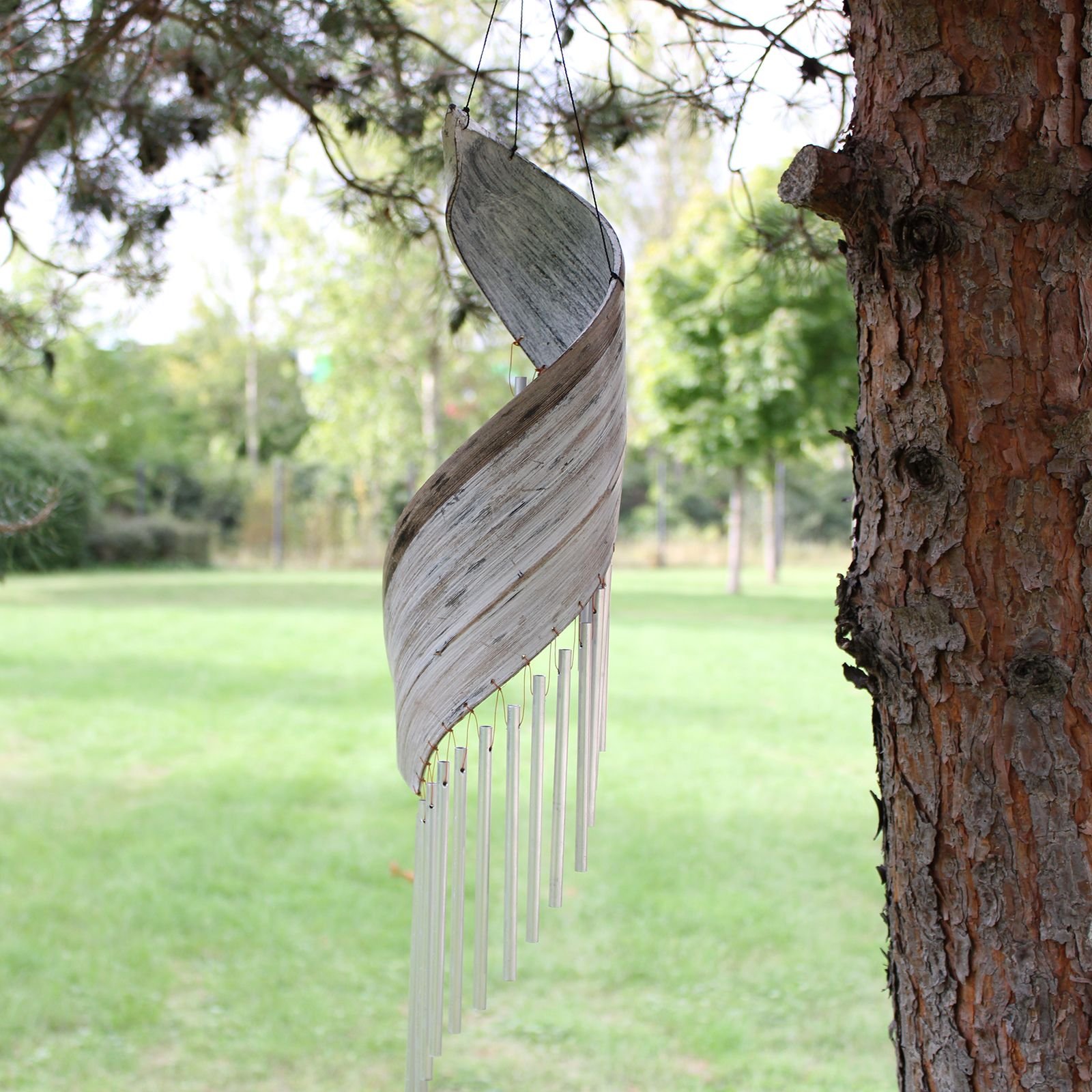 Coconut Leaf Wind Chimes - Whitewash - imagine 3