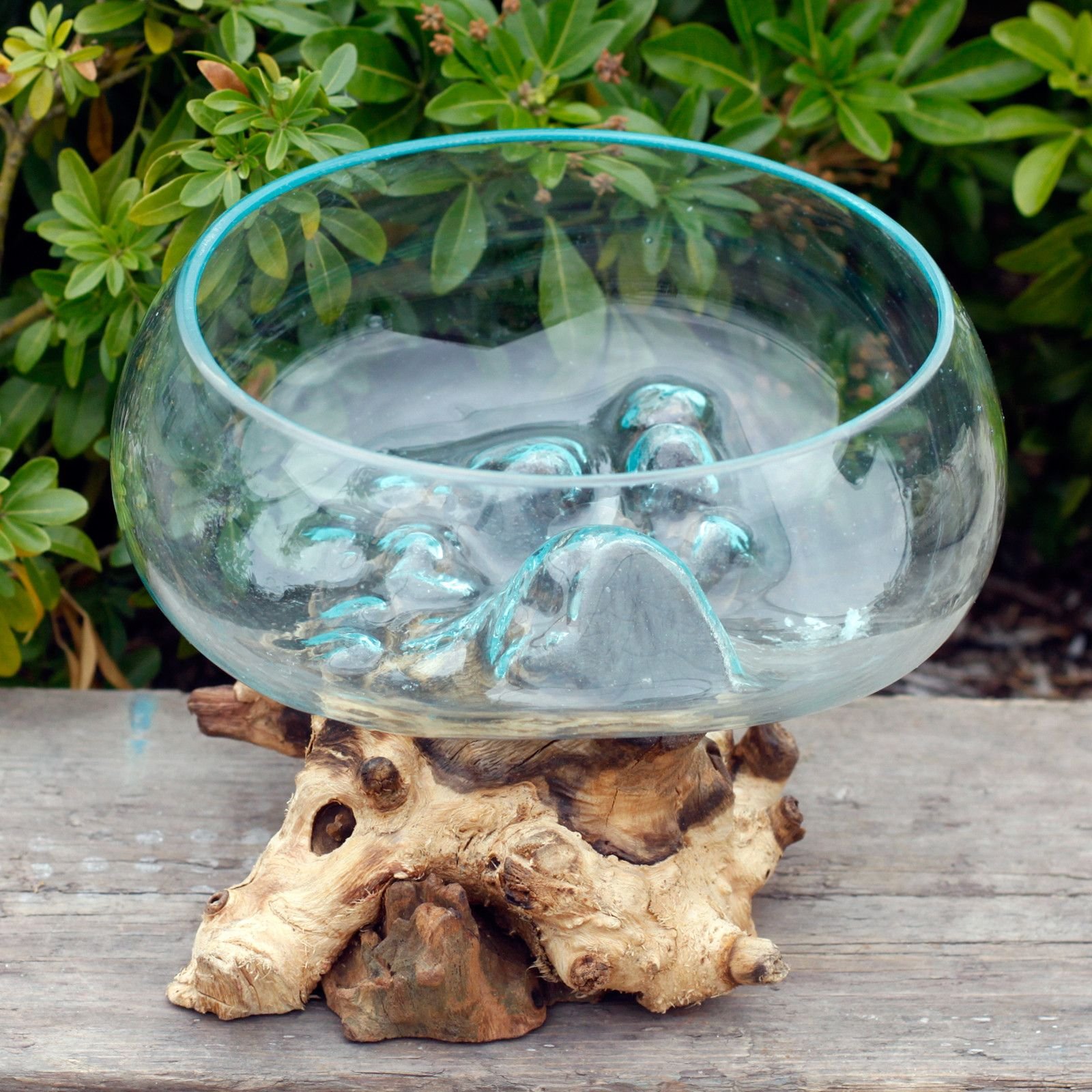 Molten Glass on Wood - Open Lrg Bowl - imagine 2