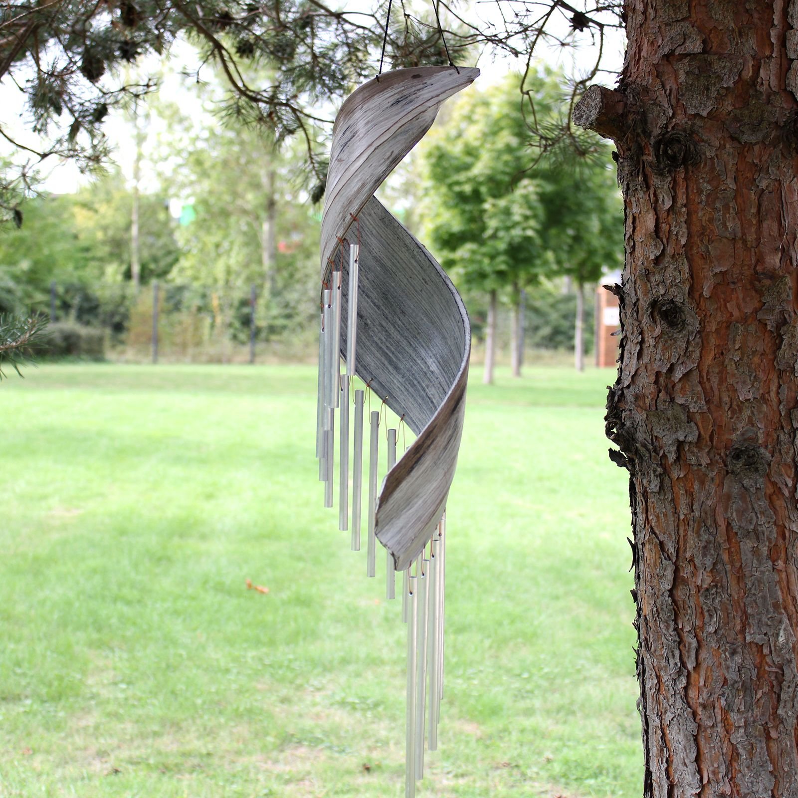Coconut Leaf Wind Chimes - Whitewash - imagine 4
