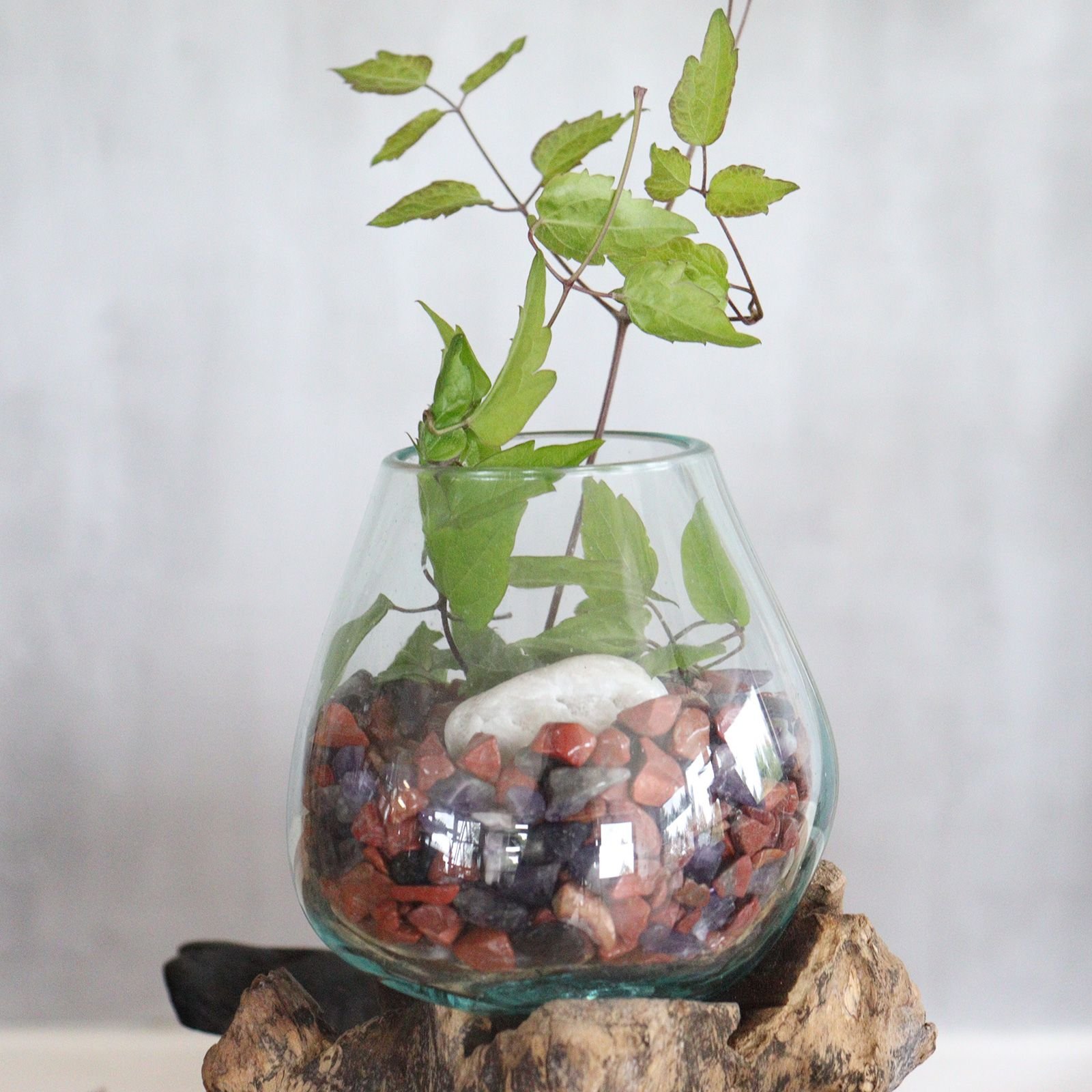 Molten Glass on Wood with Stand - Large Bowl - imagine 5