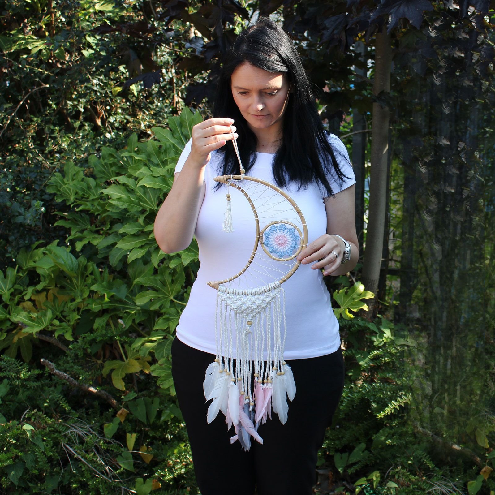 Protection Dream Cather - Macrame Moon Assorted Colours - imagine 4