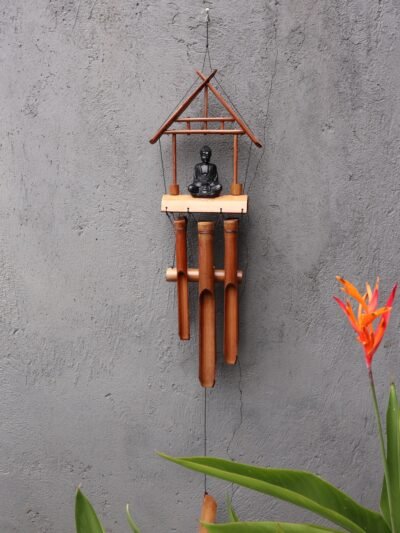 Bamboo Windchime - Natural finish -Black Buddha 6 Tubes