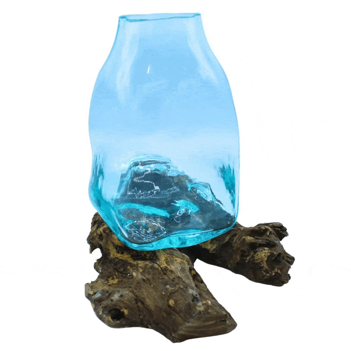 Large Molten Glass Vase - Terrarium Jar on Wood - imagine 2