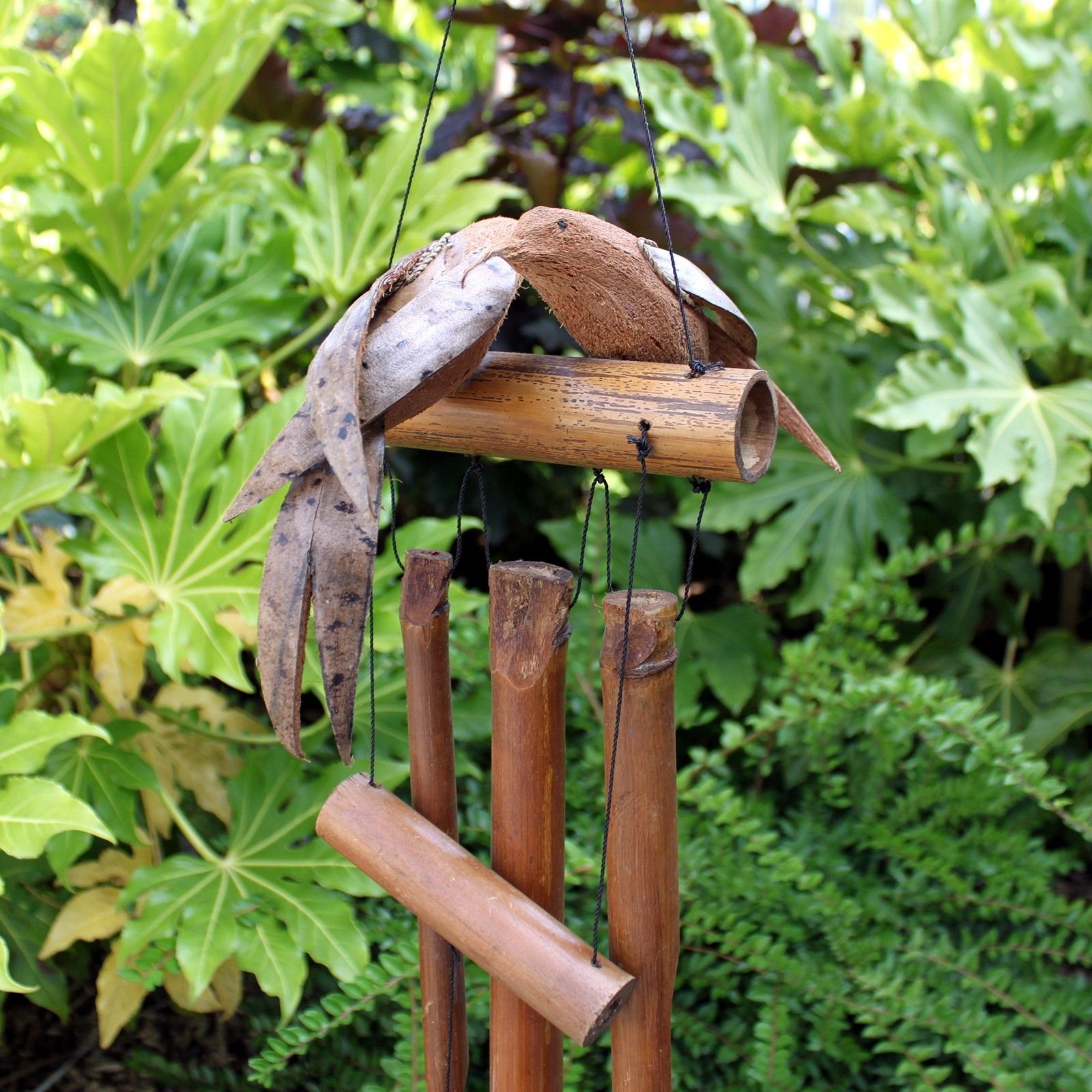 1x Coconut Twin Birds Windchimes - imagine 3