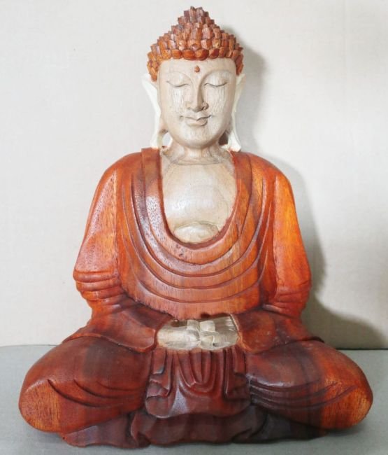 Hand Carved Buddha Statue - 30cm Hand Down - imagine 6