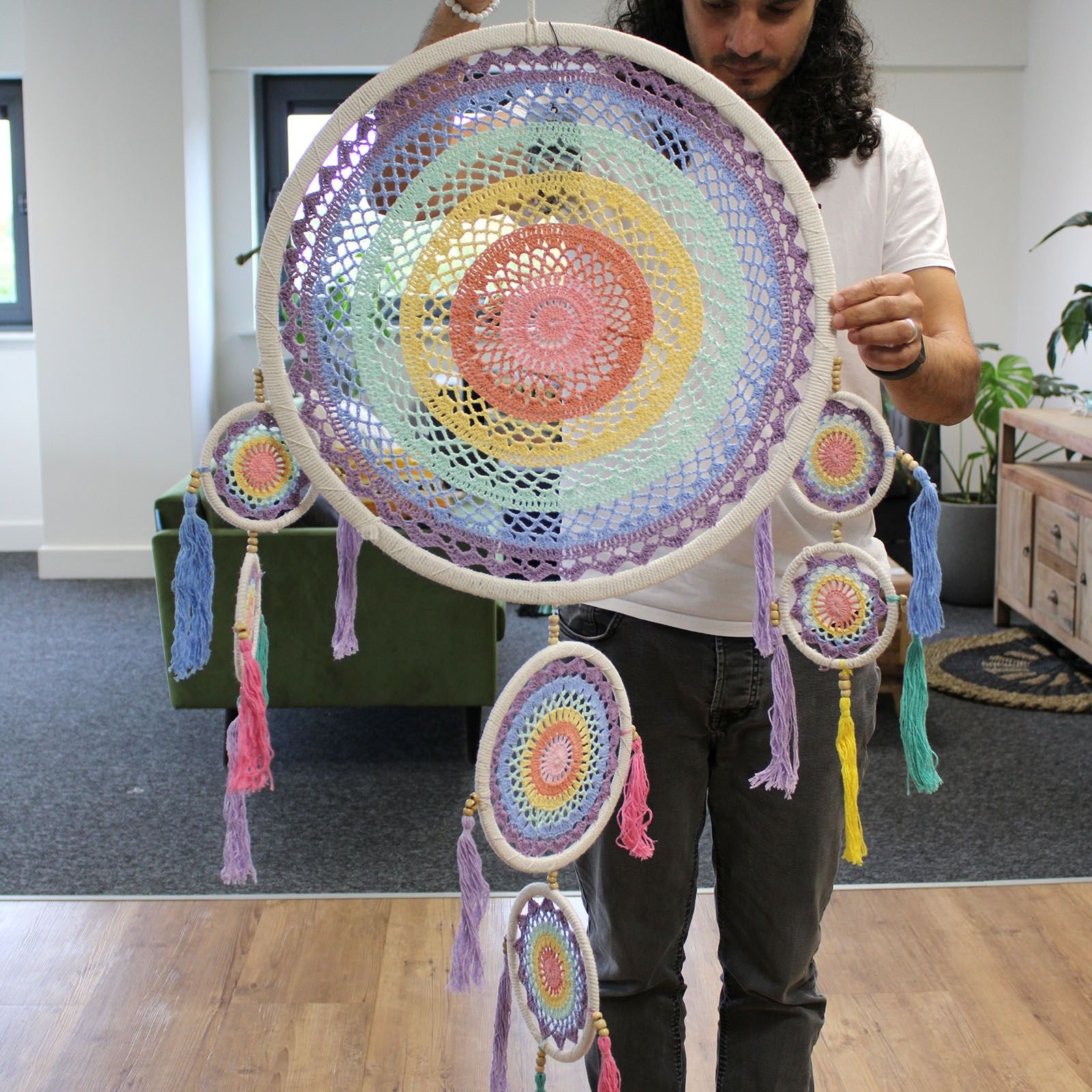Large Dreamcatcher (55cm) - Pastel Rainbow - imagine 2