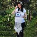 Protection Dream Cather - Lrg Macrame Eye White/ Gey/Brown