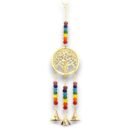Indian Chimes - Brass Tree of Life with Chakra Beads - 3 Bells - 6.5x31cm