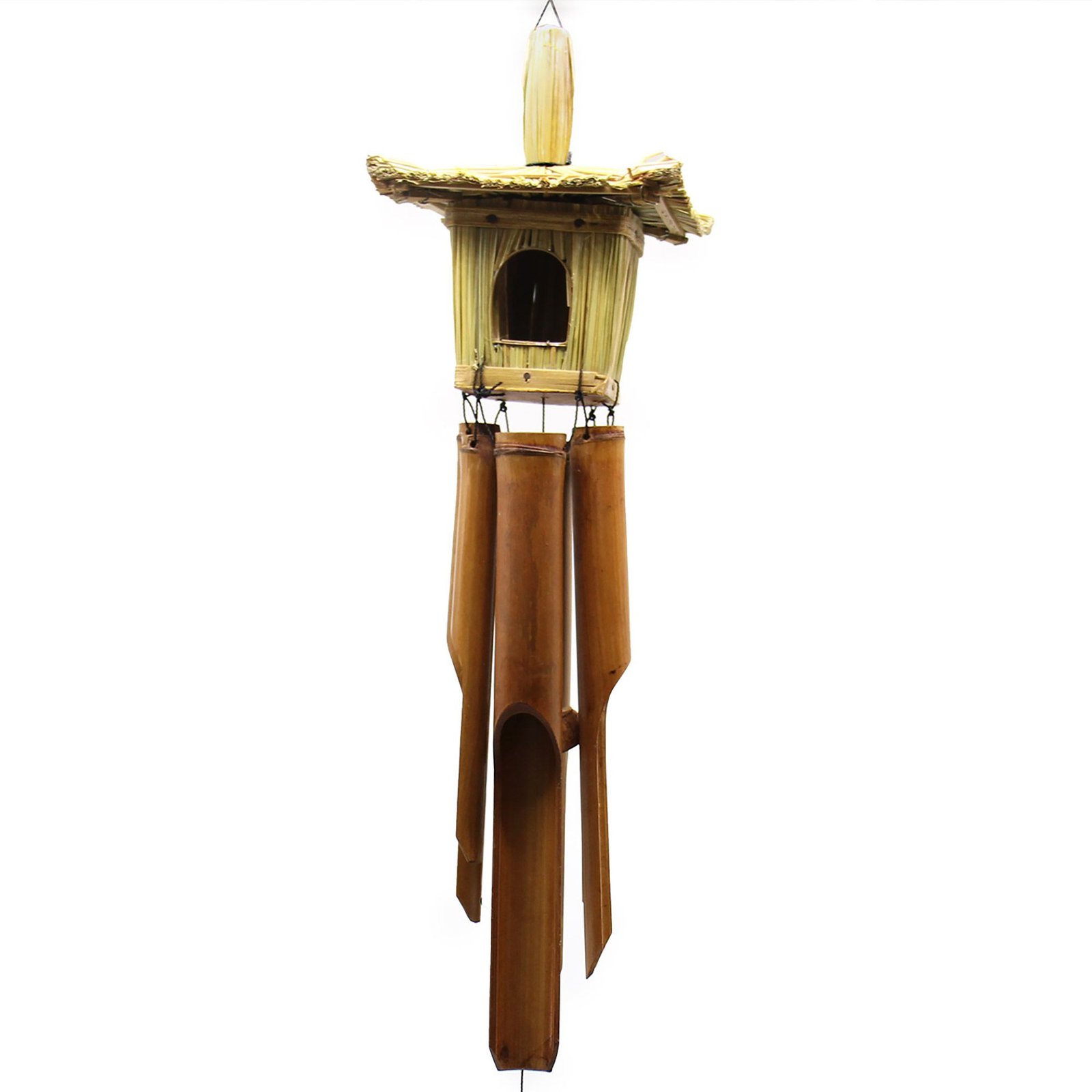 Square Seagrass Bird Box with Chimes 49x15cm - imagine 2