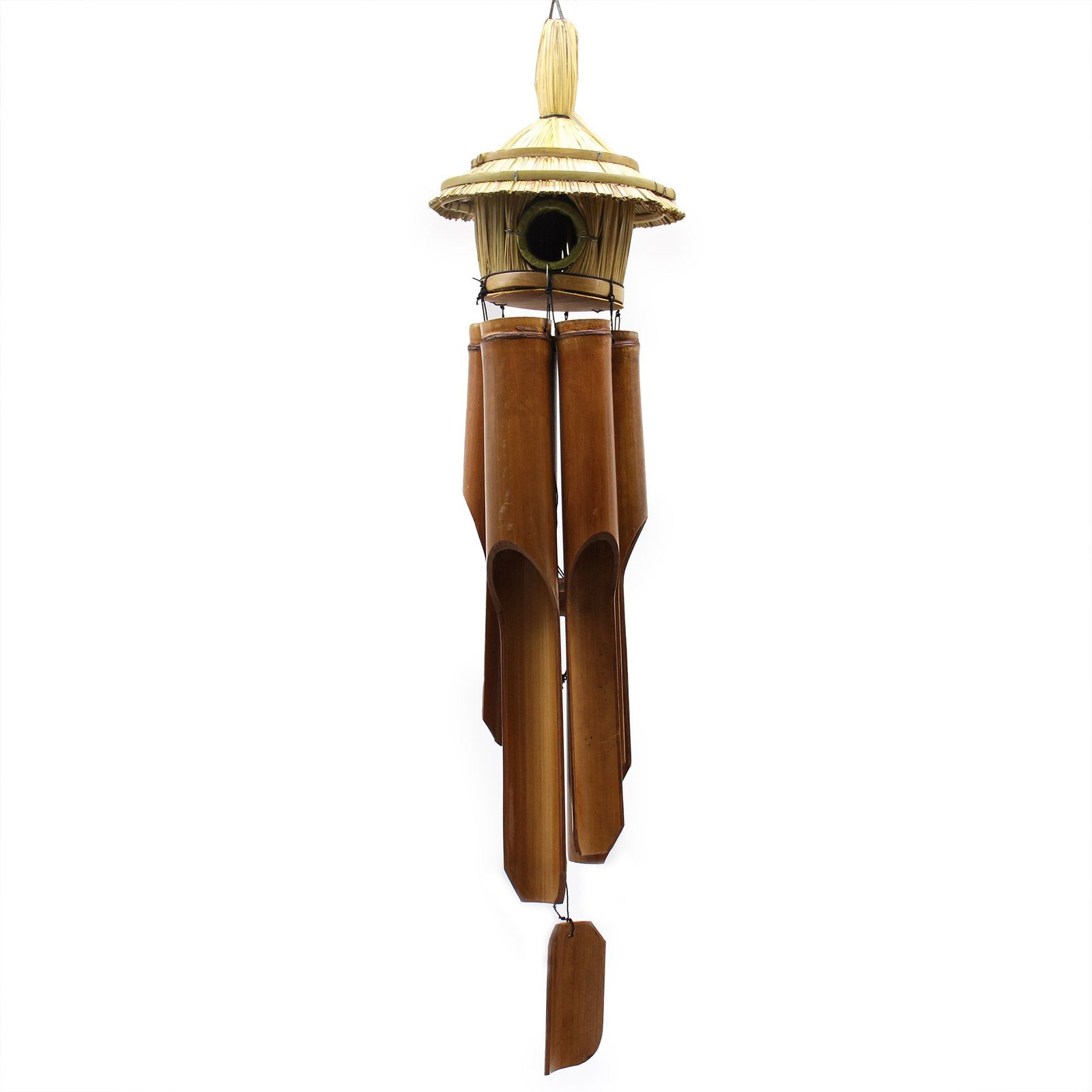 Lrg Round Seagrass Bird Box with Chimes 56x20cm - imagine 3