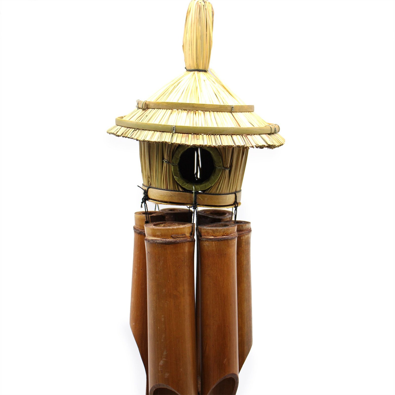 Lrg Round Seagrass Bird Box with Chimes 56x20cm - imagine 4