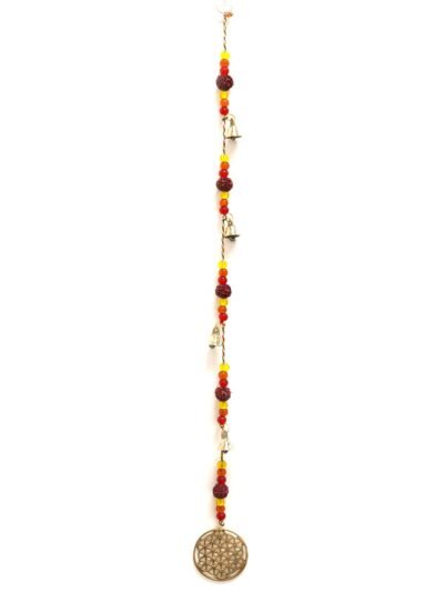 Indian Chimes - Brass Flower of Life with Rudraksha Beads String Bells - 6x63cm