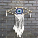 Protection Dream Cather - Lrg Macrame Evil Eye Blue/White/Black