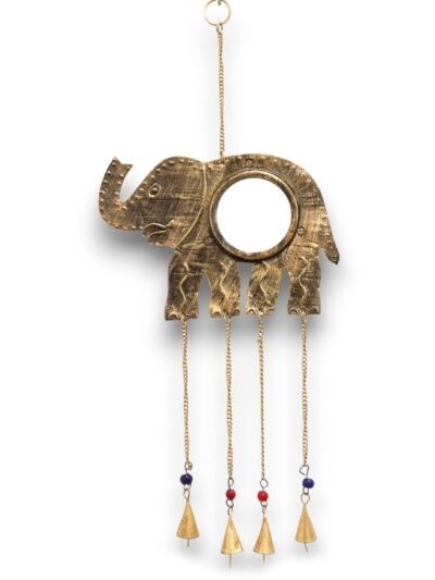Indian Chimes - Elephant Lrg Mirror 4 Bells - 24x60cm