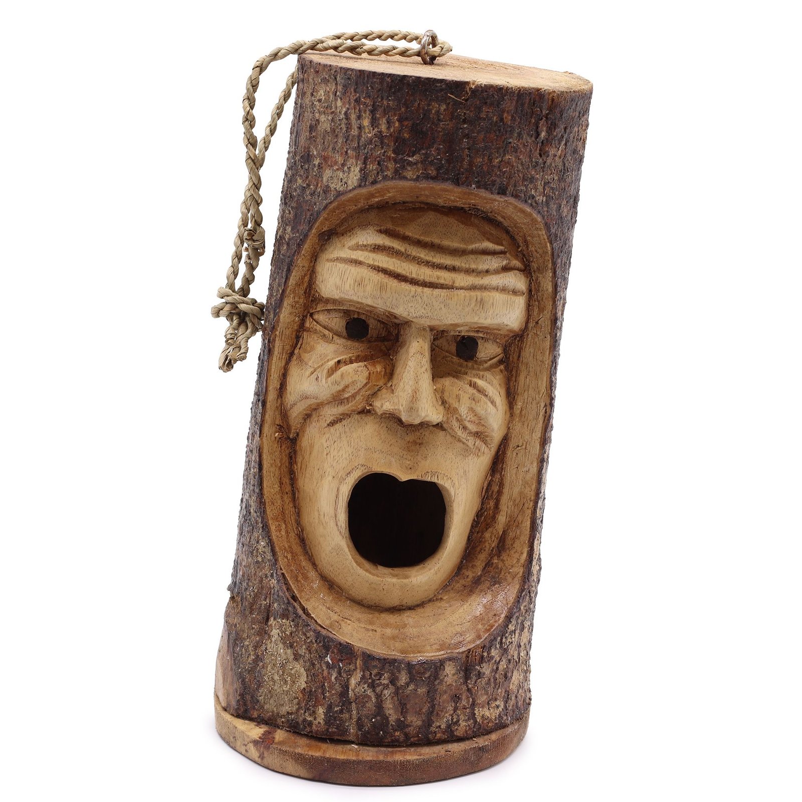 Tree Trunk Face - Bird House - Grumpy Old Man