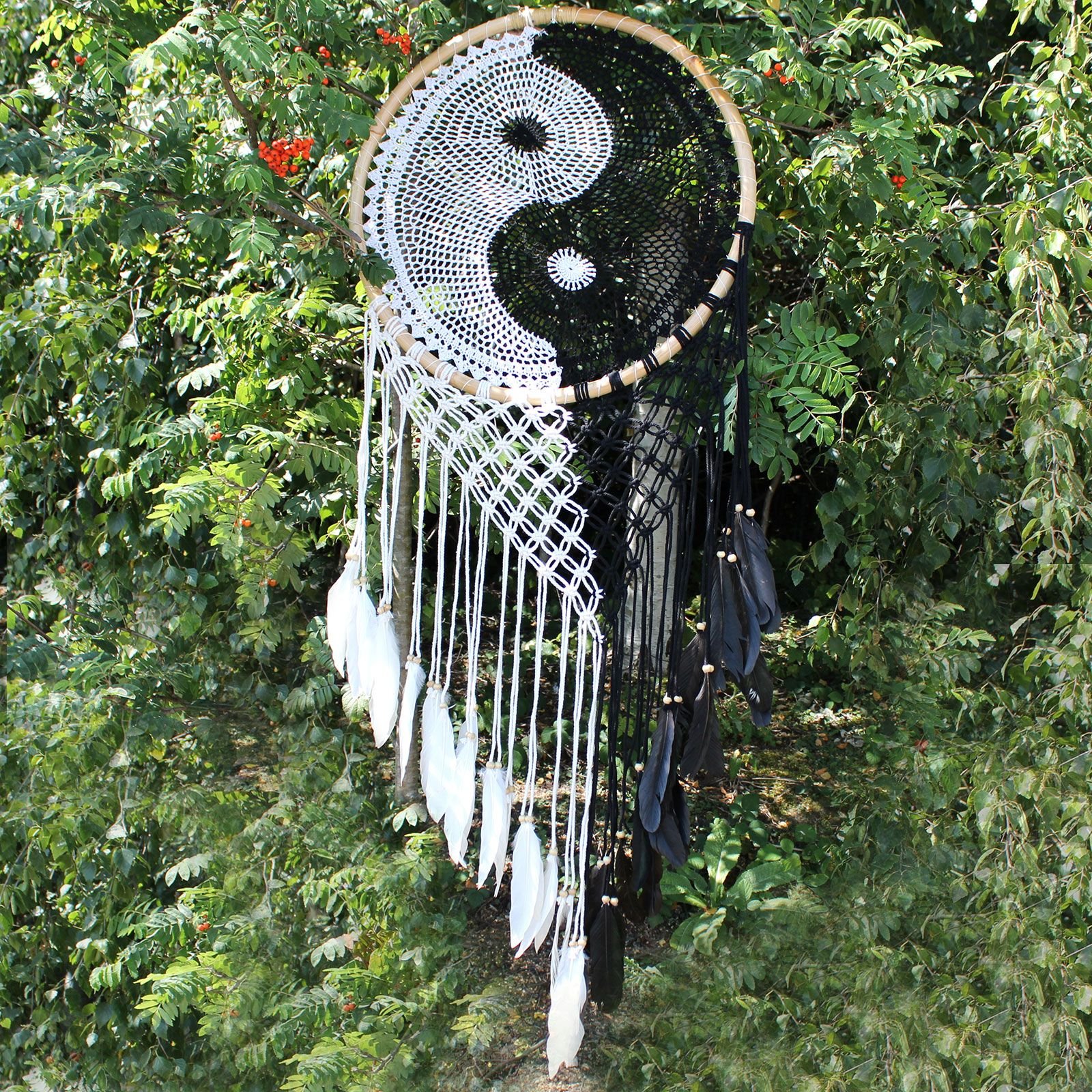 Bali Dreamcatchers - Extra Large Ying Yang D: 50cm - imagine 3