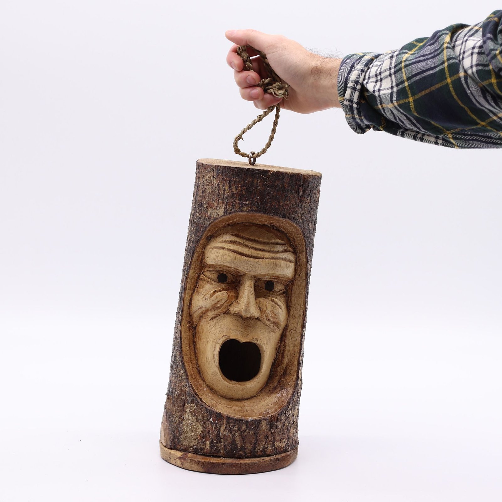 Tree Trunk Face - Bird House - Grumpy Old Man - imagine 2