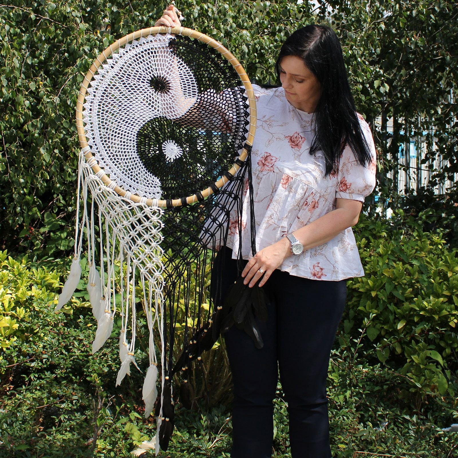 Bali Dreamcatchers - Extra Large Ying Yang D: 50cm - imagine 5